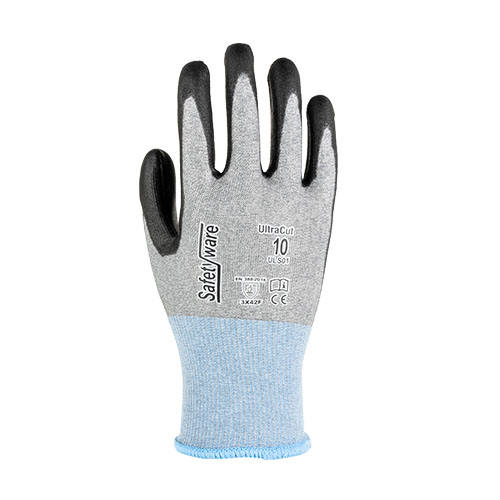 ANSI Coated Work Gloves Anti-Slip Feature Cut-Resistant Level F PU Nylon Lining for Touch Screen Hand Protection for Safety